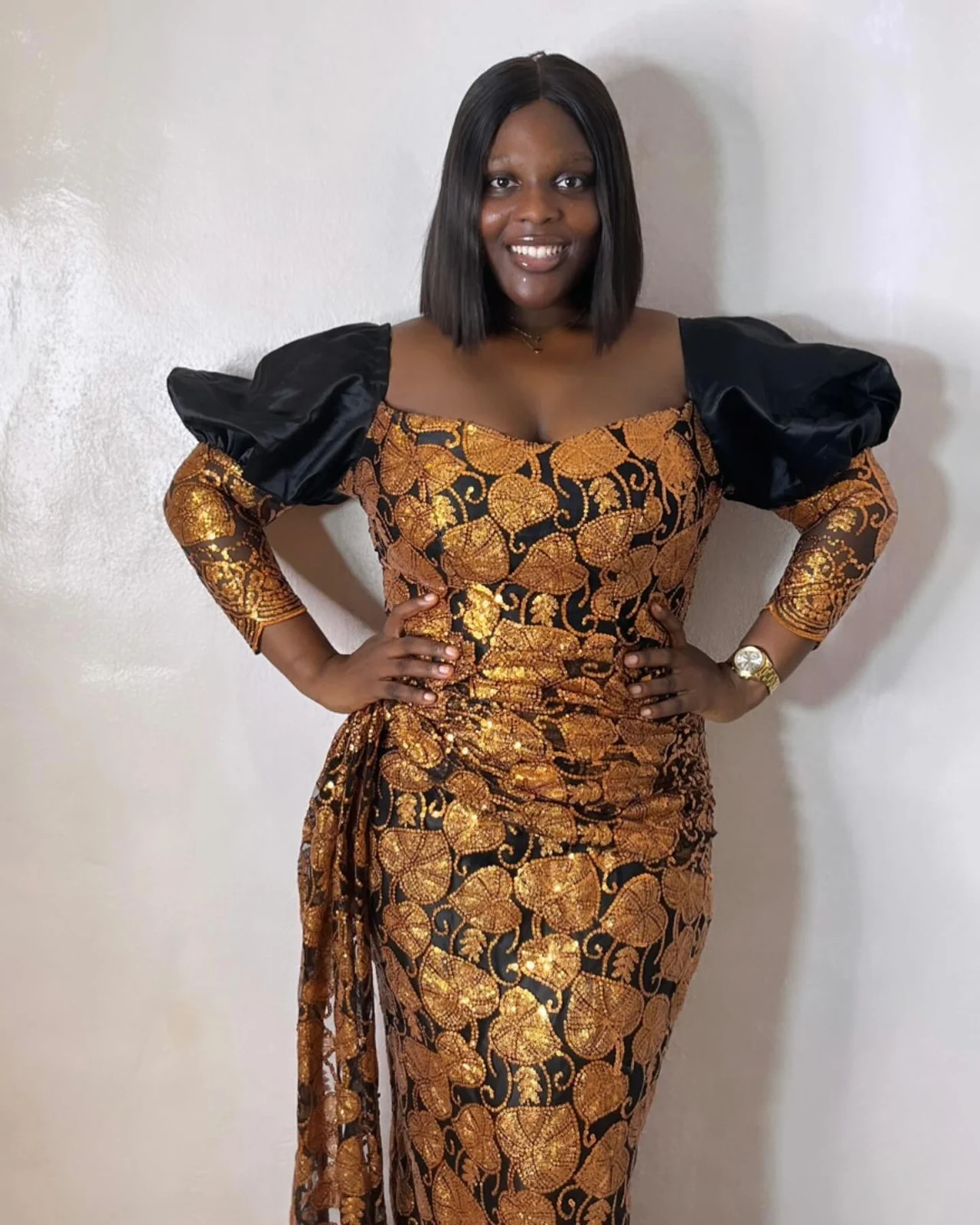 Gold Print Gown