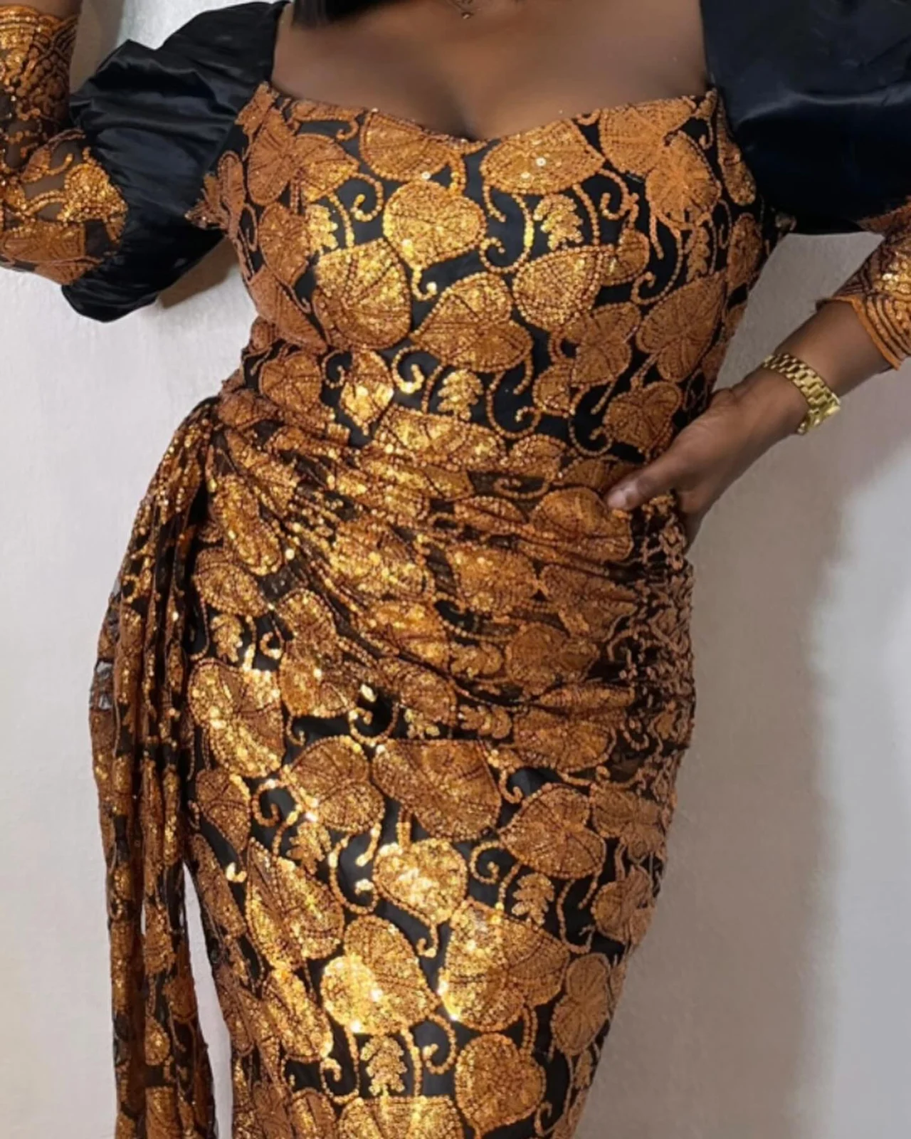 Gold Print Gown